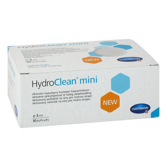 Das Produktfoto zeigt Hydroclean Mini Kompressen 3 Cm Rund Steril (10 stk) PZN 12440721