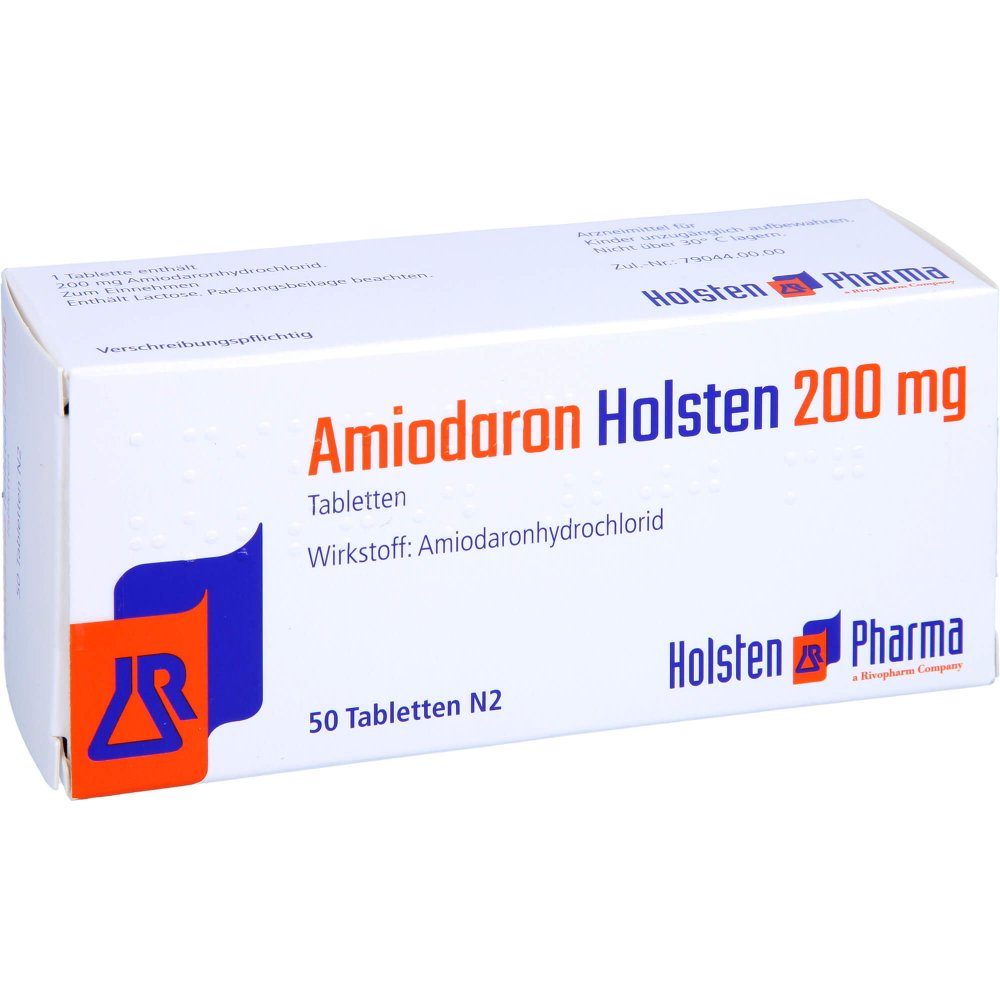 Das Produktfoto zeigt Amiodaron Holsten 200 Mg Tabletten (50 stk) PZN 12442246