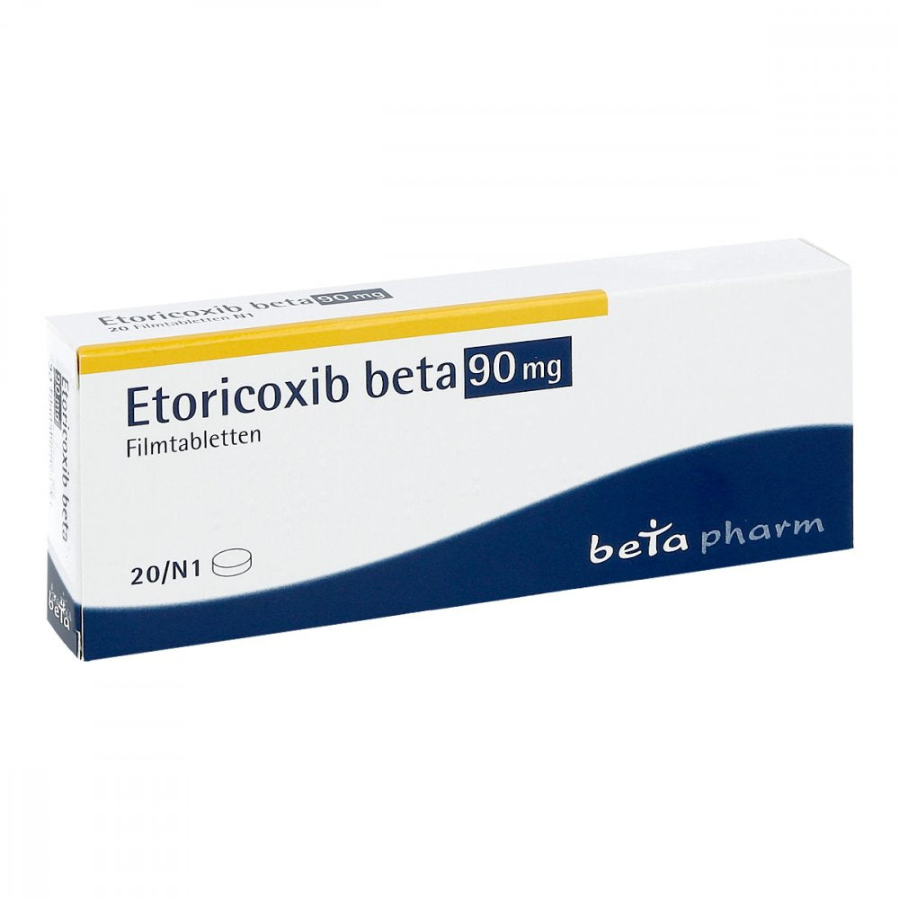 Das Produktfoto zeigt Etoricoxib Beta 90 Mg Filmtabletten (20 stk) PZN 12444251