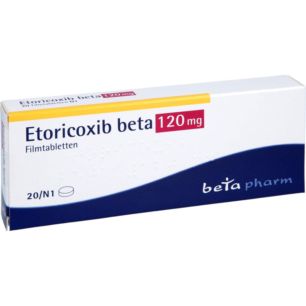 Das Produktfoto zeigt Etoricoxib Beta 120 Mg Filmtabletten (20 stk) PZN 12444363