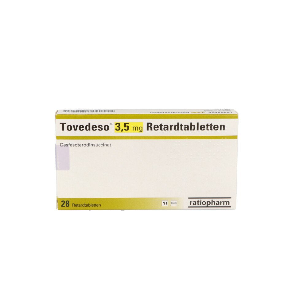 Das Produktfoto zeigt Tovedeso 3,5 Mg Retardtabletten (28 stk) PZN 12447982