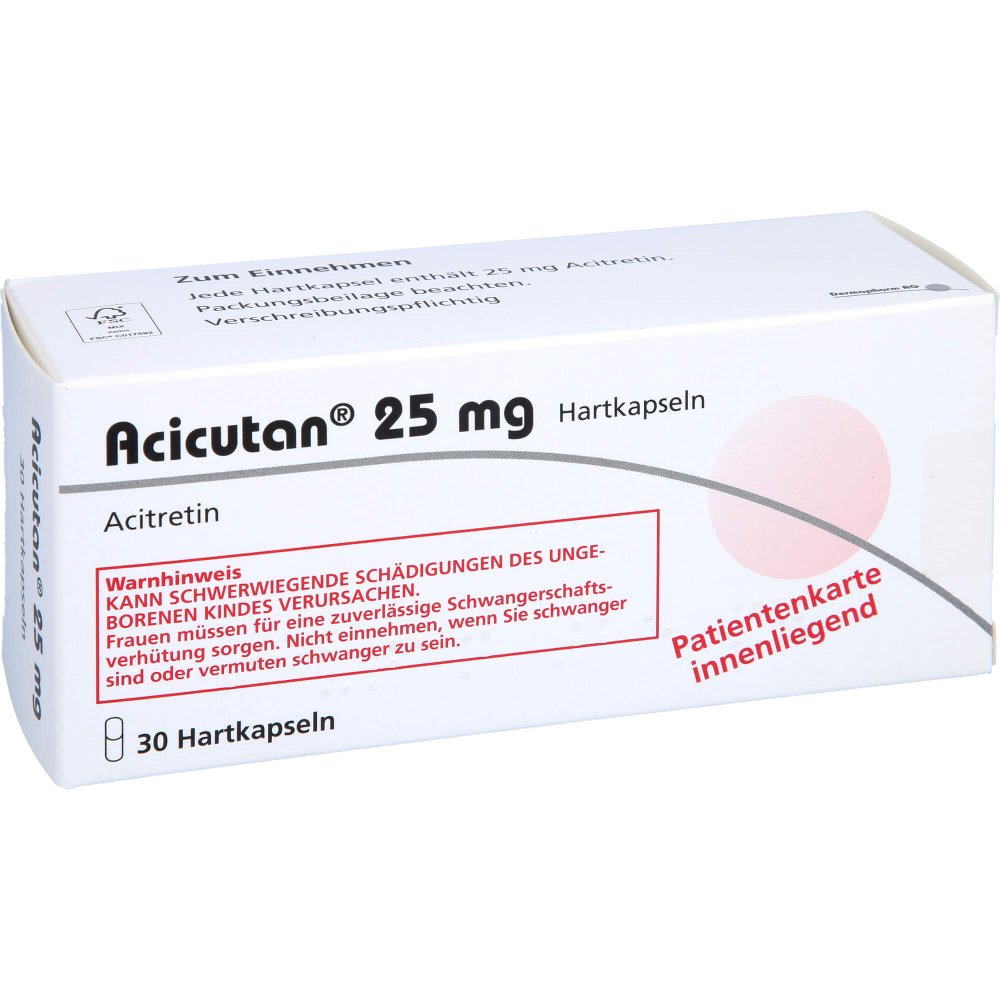 Das Produktfoto zeigt Acicutan 25 Mg Hartkapseln (30 stk) PZN 12453126