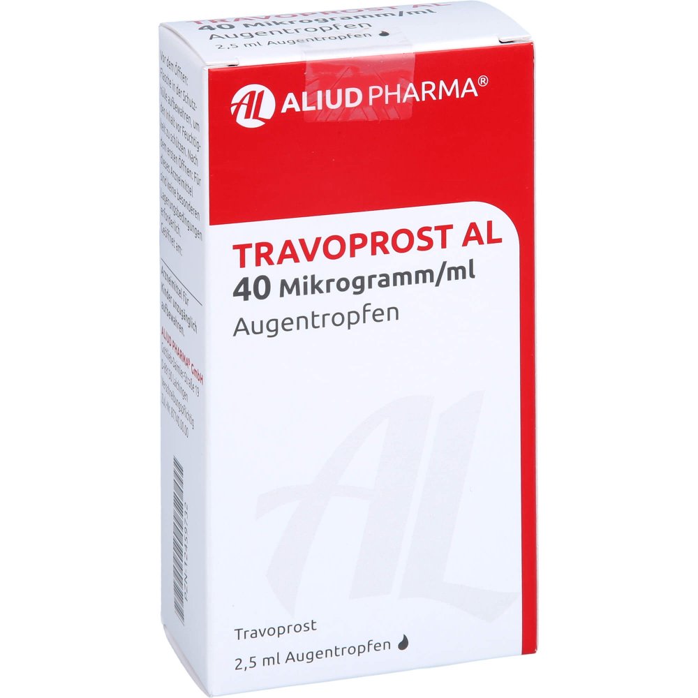 Das Produktfoto zeigt Travoprost Al 40 Mikrogramm/Ml Augentropfen (2.5 ml) PZN 12459732
