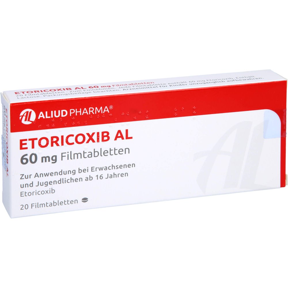 Das Produktfoto zeigt Etoricoxib Al 60 Mg Filmtabletten (20 stk) PZN 12464420