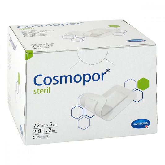 Das Produktfoto zeigt Cosmopor Steril Wundverband 5x7,2 Cm (50 stk) PZN 12476044