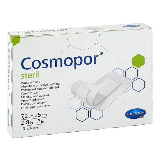 Das Produktfoto zeigt Cosmopor Steril Wundverband 5x7,2 Cm (10 stk) PZN 12476050