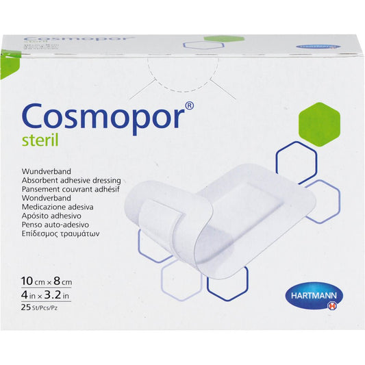 Das Produktfoto zeigt Cosmopor Steril Wundverband 8x10 Cm (25 stk) PZN 12476067