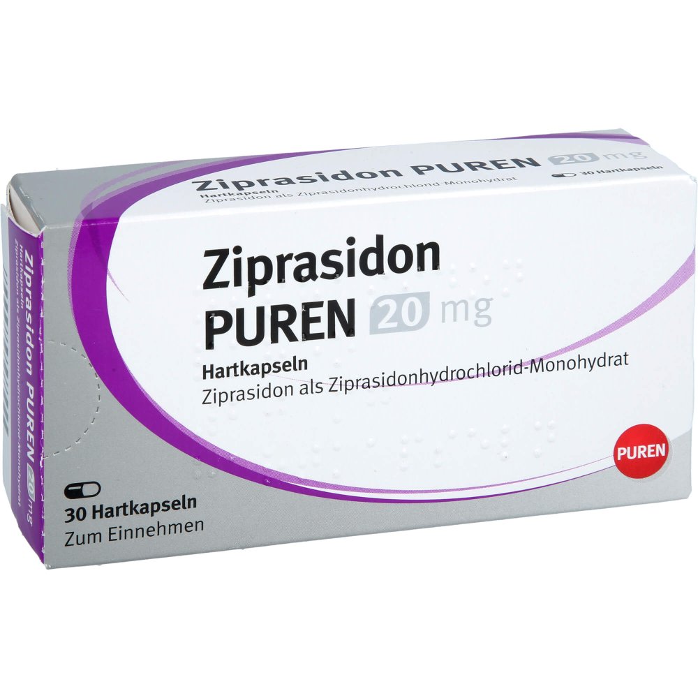 Das Produktfoto zeigt Ziprasidon Puren 20 Mg Hartkapseln (30 stk) PZN 12479539