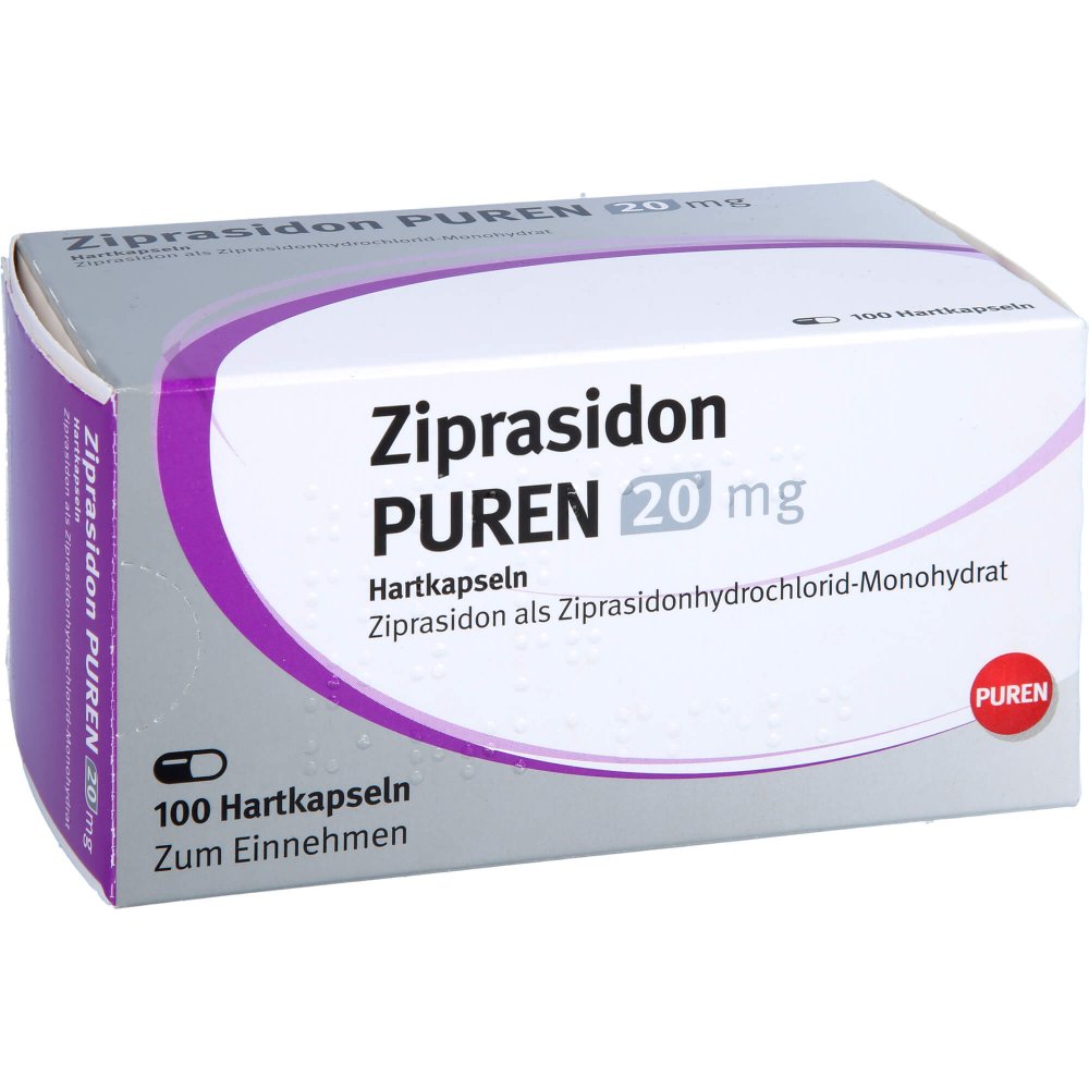 Das Produktfoto zeigt Ziprasidon Puren 20 Mg Hartkapseln (100 stk) PZN 12479545