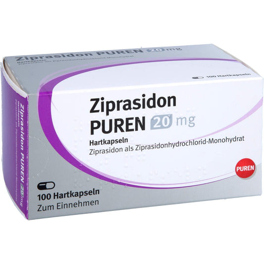 Das Produktfoto zeigt Ziprasidon Puren 20 Mg Hartkapseln (100 stk) PZN 12479545