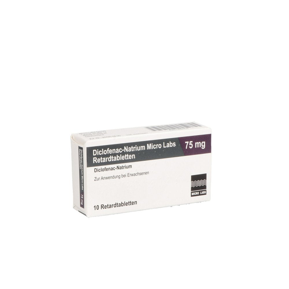 Das Produktfoto zeigt Diclofenac Natrium Micro Labs 75 Mg Retardtabl. (10 stk) PZN 12481737