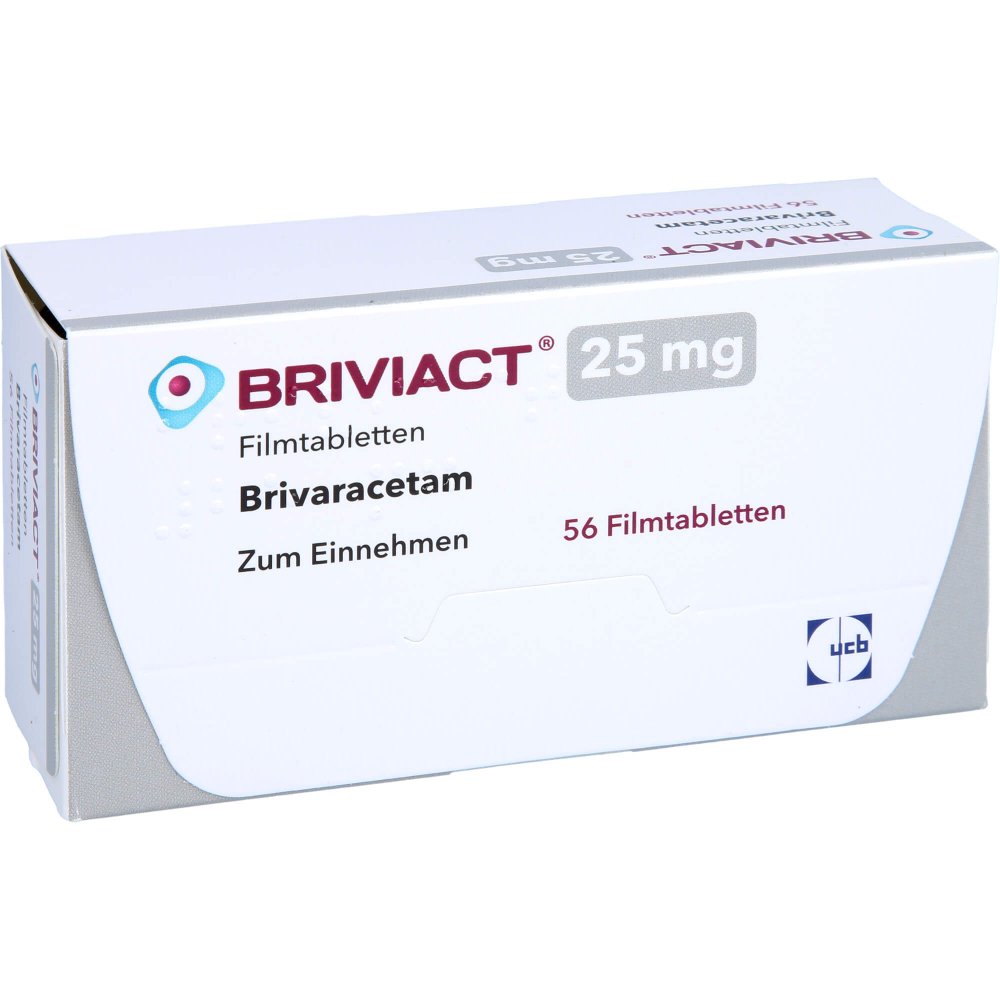 Das Produktfoto zeigt Briviact 25 Mg Filmtabletten (56 stk) PZN 12482518