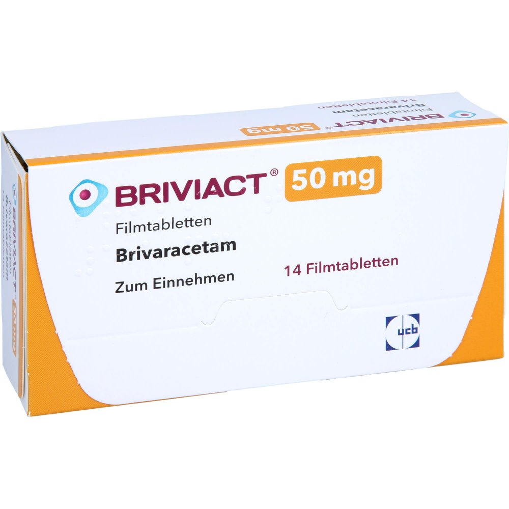 Das Produktfoto zeigt Briviact 50 Mg Filmtabletten (14 stk) PZN 12482530