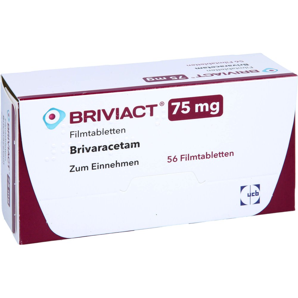 Das Produktfoto zeigt Briviact 75 Mg Filmtabletten (56 stk) PZN 12482582