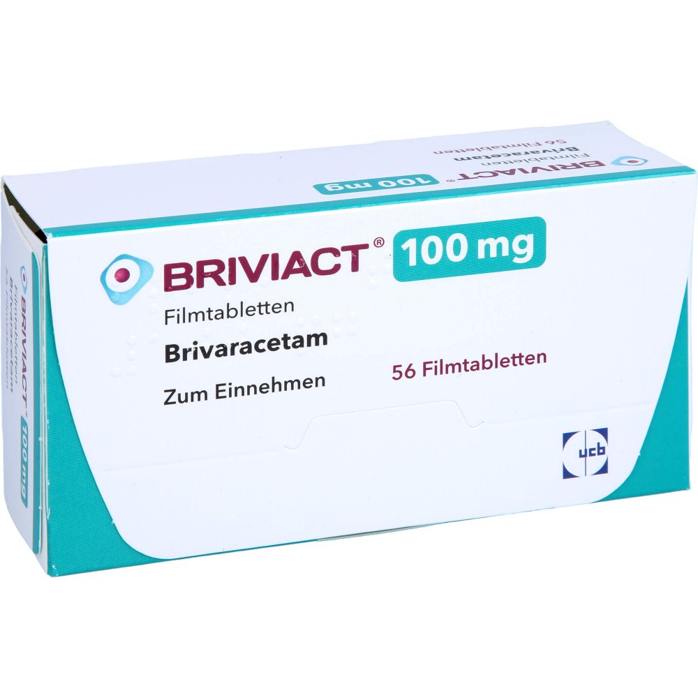 Das Produktfoto zeigt Briviact 100 Mg Filmtabletten (56 stk) PZN 12482613