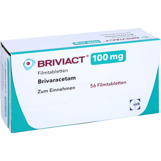 Das Produktfoto zeigt Briviact 100 Mg Filmtabletten (56 stk) PZN 12482613