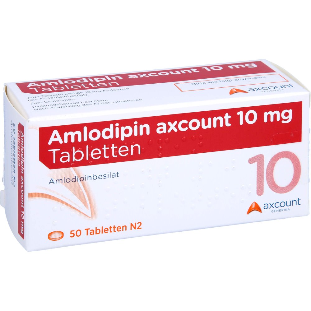 Das Produktfoto zeigt Amlodipin Axcount 10 Mg Tabletten (50 stk) PZN 12485706