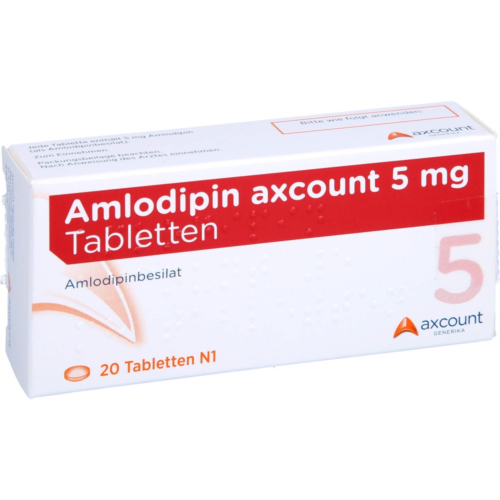 Das Produktfoto zeigt Amlodipin Axcount 5 Mg Tabletten (20 stk) PZN 12485729