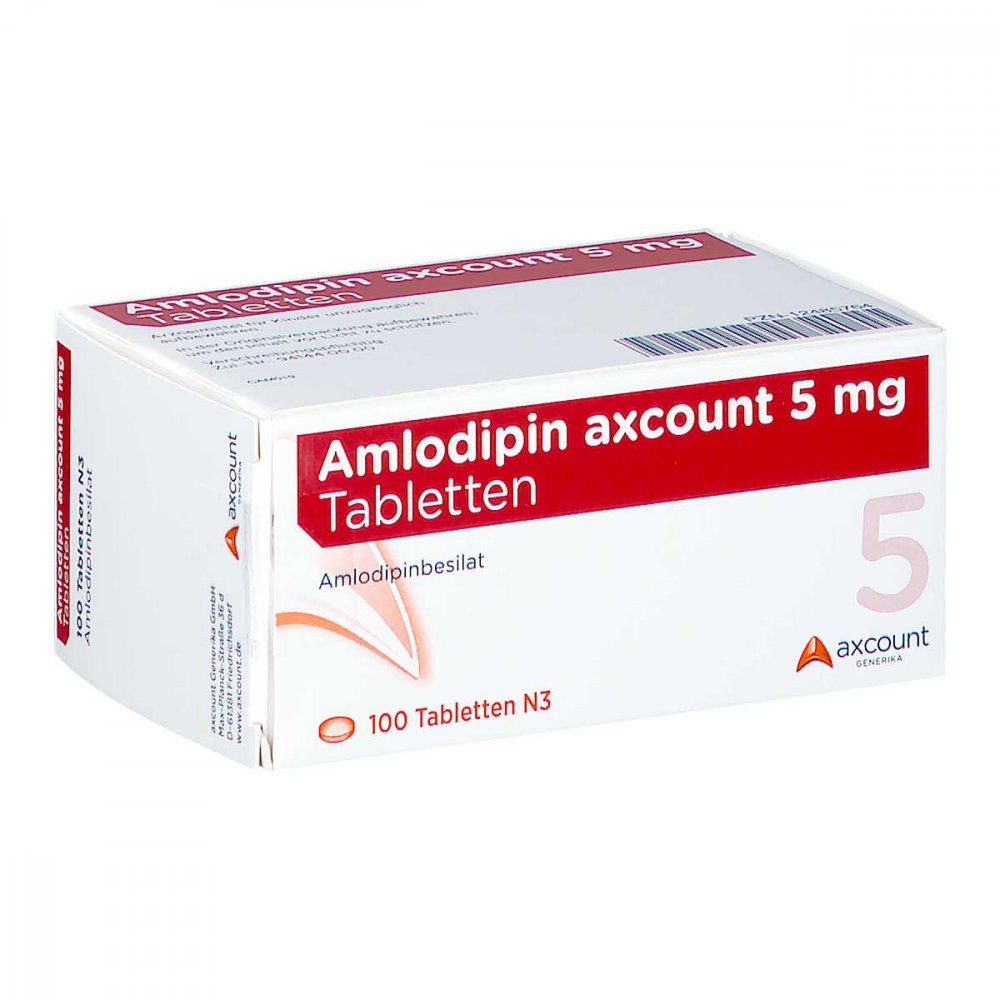 Das Produktfoto zeigt Amlodipin Axcount 5 Mg Tabletten (100 stk) PZN 12485764