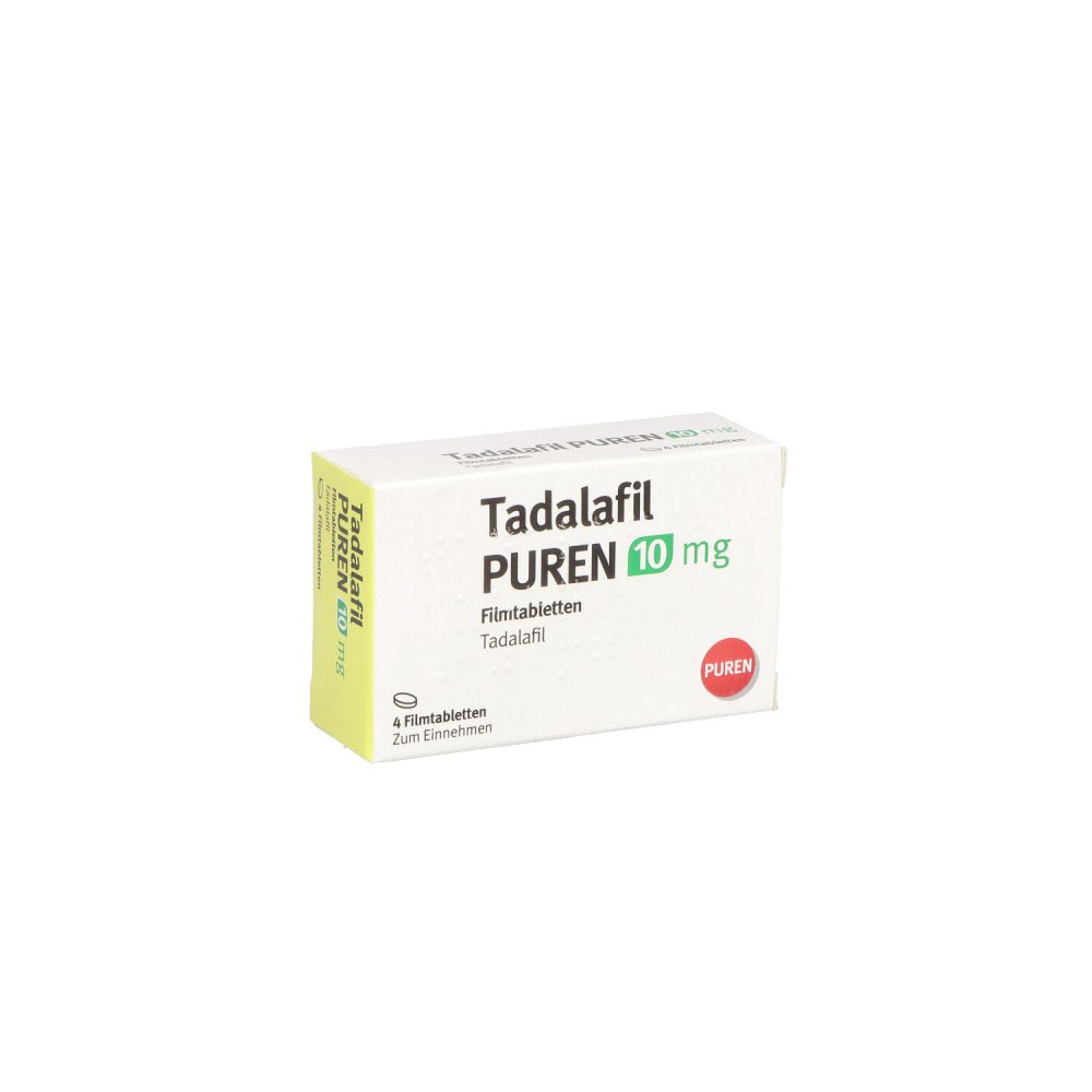 Das Produktfoto zeigt Tadalafil Puren 10 Mg Filmtabletten (4 stk) PZN 12501842