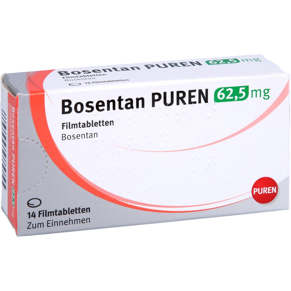Das Produktfoto zeigt Bosentan Puren 62,5 Mg Filmtabletten (14 stk) PZN 12501902