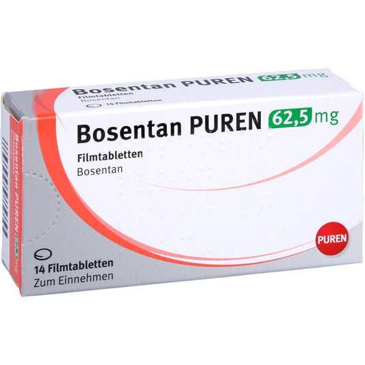 Das Produktfoto zeigt Bosentan Puren 62,5 Mg Filmtabletten (14 stk) PZN 12501902