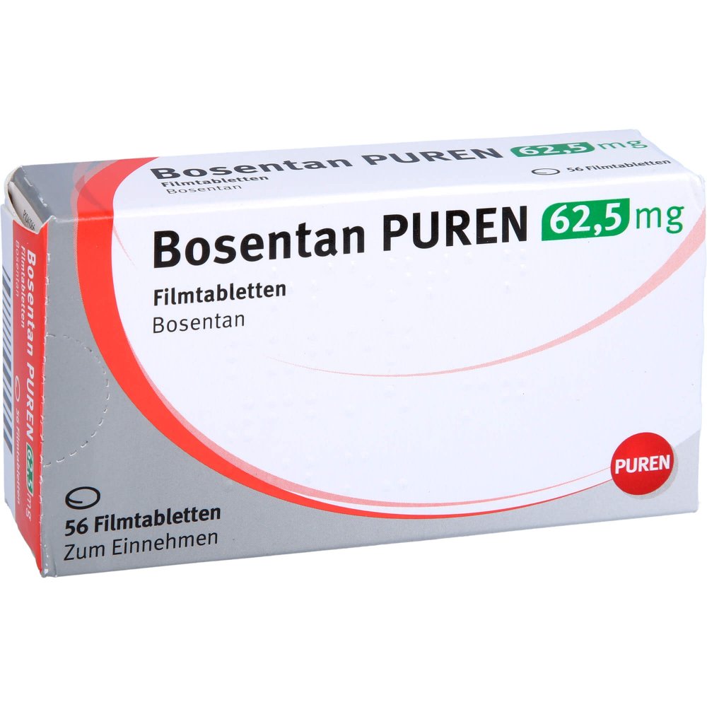 Das Produktfoto zeigt Bosentan Puren 62,5 Mg Filmtabletten (56 stk) PZN 12501919