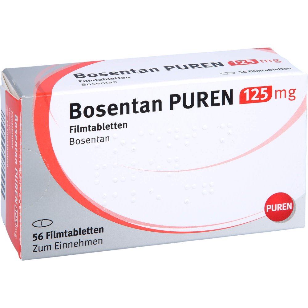Das Produktfoto zeigt Bosentan Puren 125 Mg Filmtabletten (56 stk) PZN 12501931