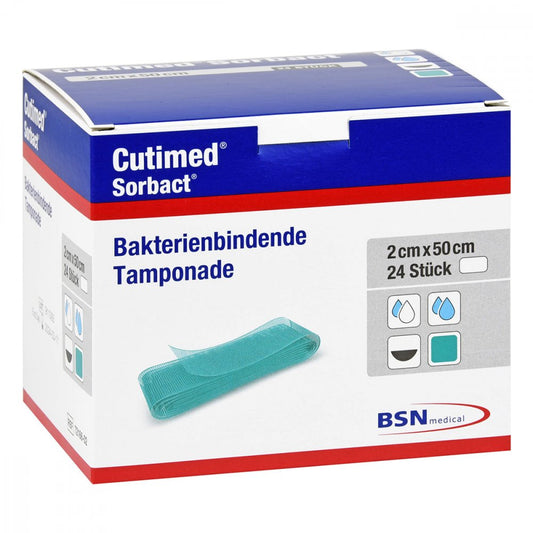 Das Produktfoto zeigt Cutimed Sorbact Tamponaden 2x50 Cm (24 stk) PZN 12505946
