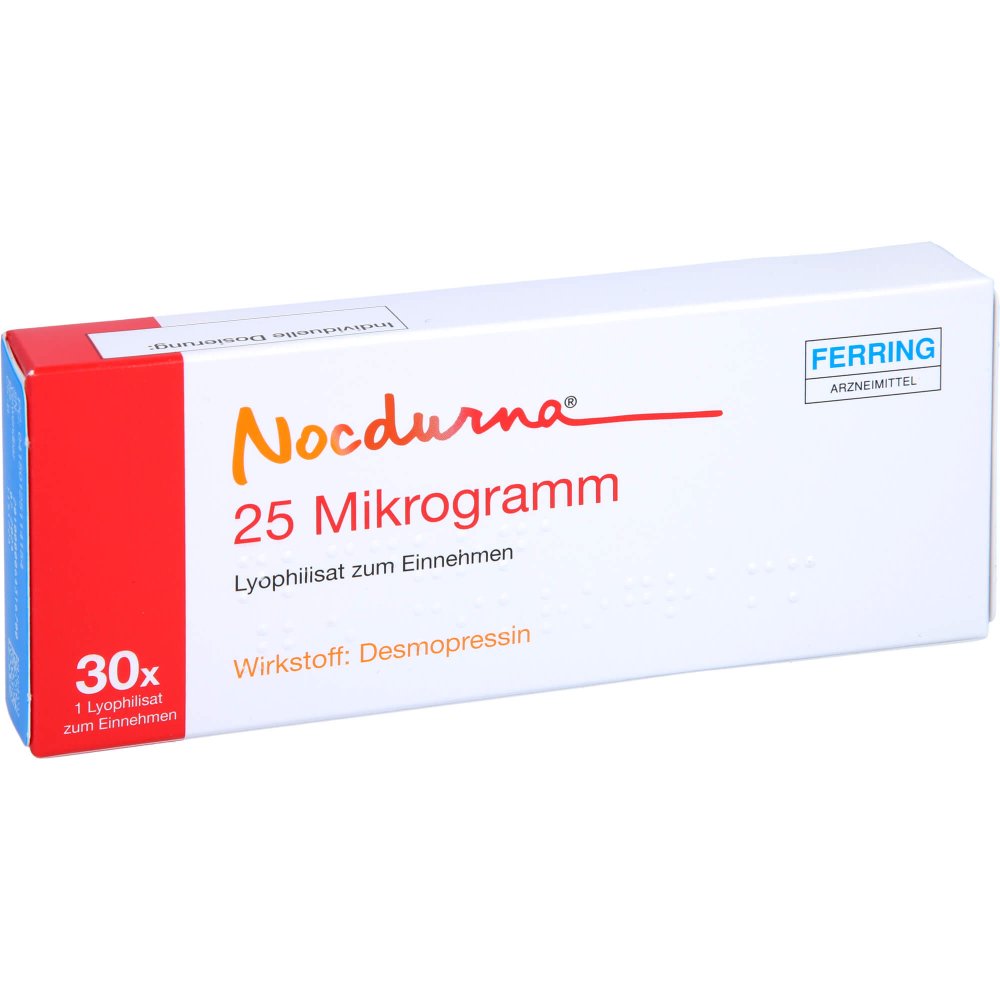 Das Produktfoto zeigt Nocdurna 25 Mikrogramm Lyophilisat Zum Einnehmen (30 stk) PZN 12511415