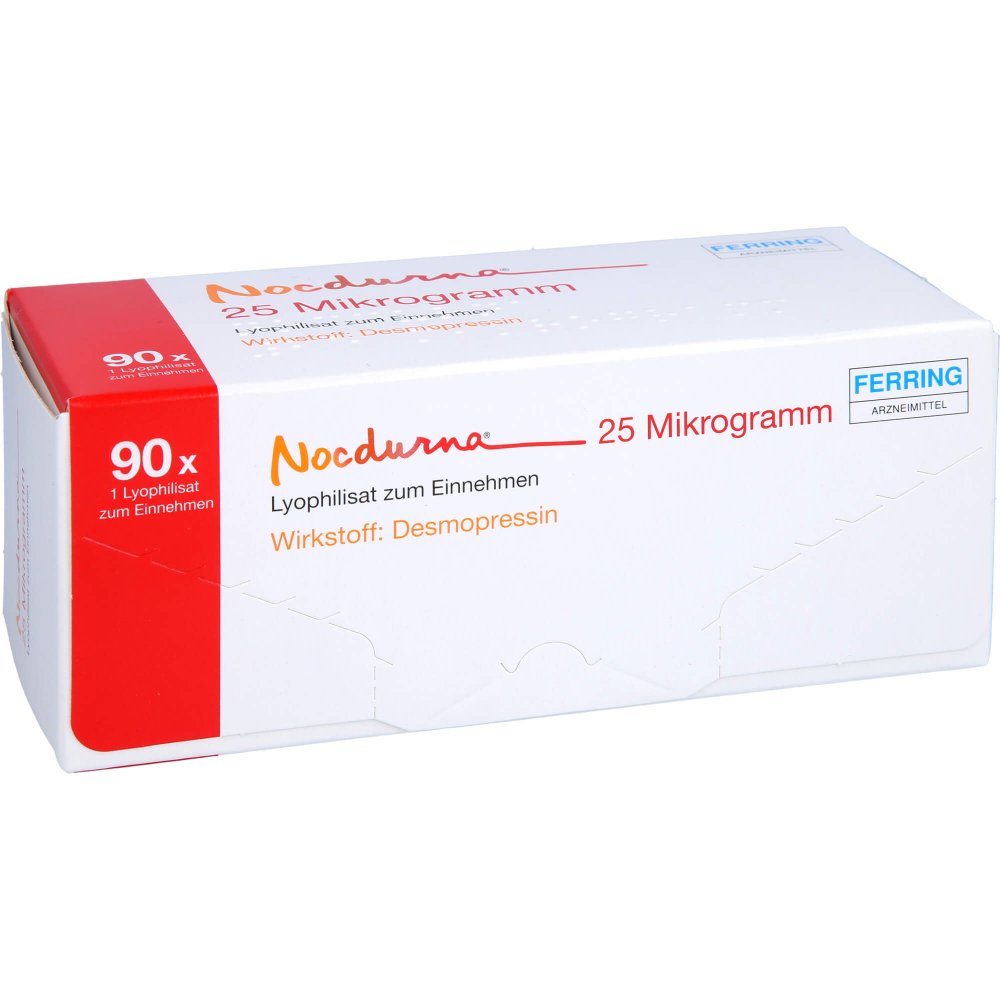 Das Produktfoto zeigt Nocdurna 25 Mikrogramm Lyophilisat Zum Einnehmen (90 stk) PZN 12511421