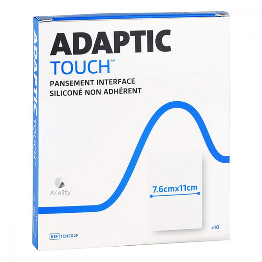 Das Produktfoto zeigt Adaptic Touch 7,6x11 Cm Nichthaft.Sil.Wundauflage (10 stk) PZN 12526894
