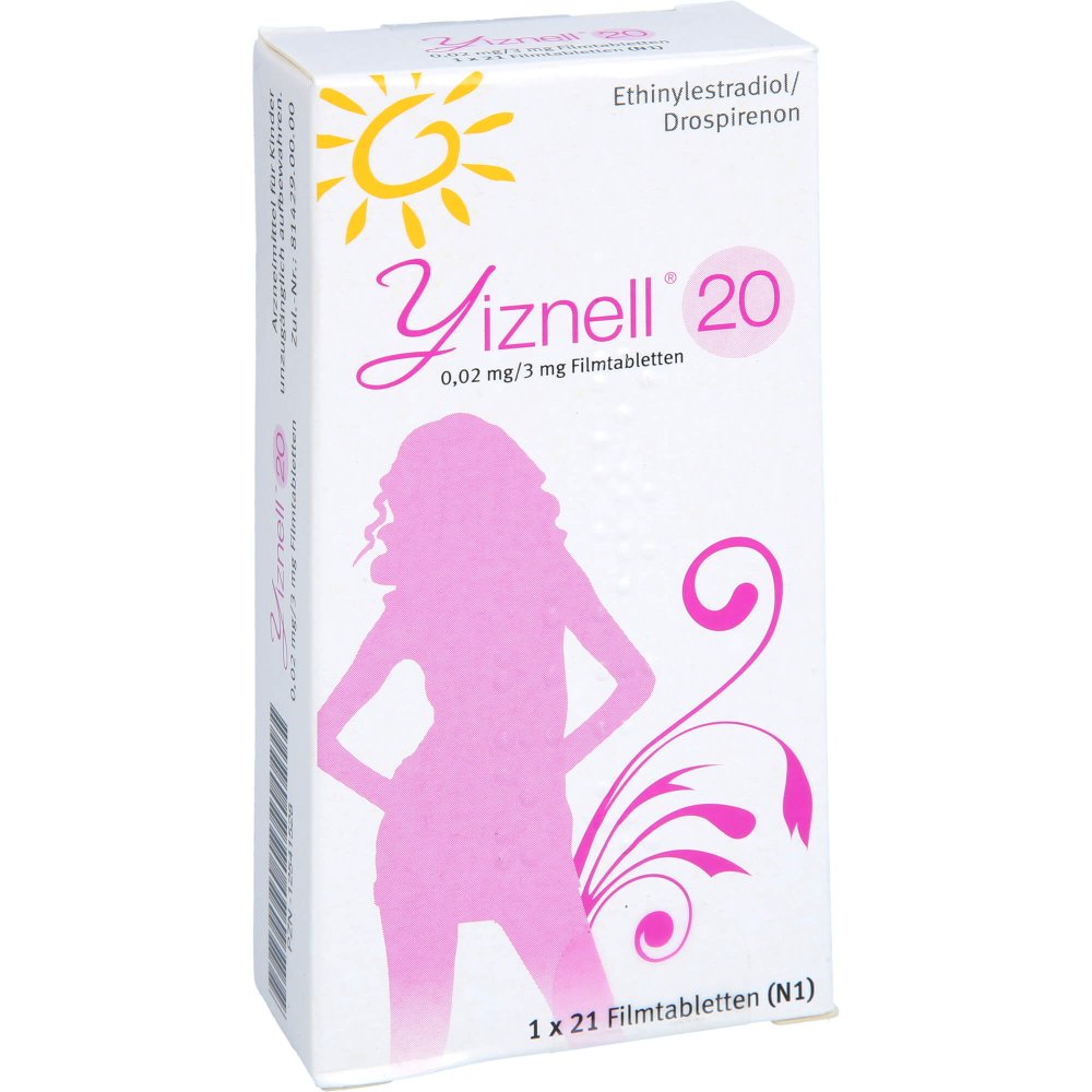 Das Produktfoto zeigt Yiznell 20 0,02 Mg/3 Mg Filmtabletten (1X21 stk) PZN 12541528