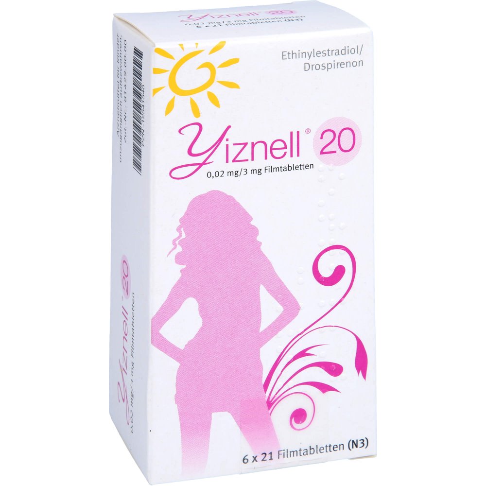 Das Produktfoto zeigt Yiznell 20 0,02 Mg/3 Mg Filmtabletten (6X21 stk) PZN 12541540