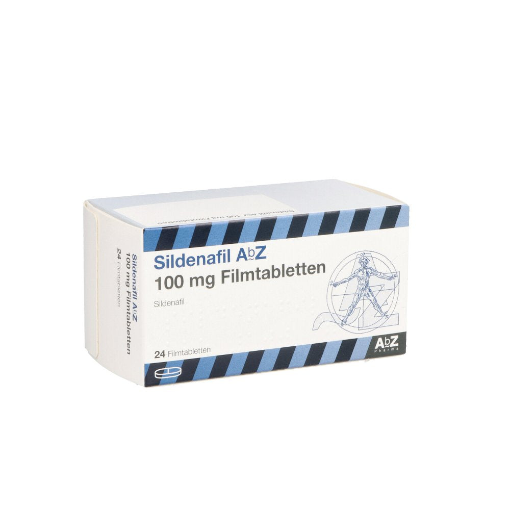 Das Produktfoto zeigt Sildenafil Abz 100 Mg Filmtabletten (24 stk) PZN 12542189