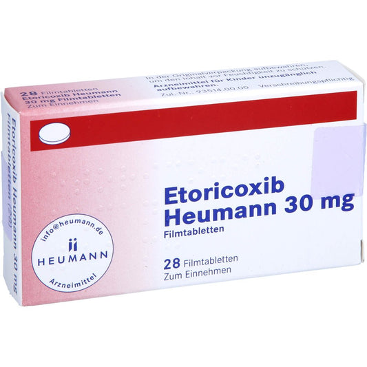 Das Produktfoto zeigt Etoricoxib Heumann 30 Mg Filmtabletten (28 stk) PZN 12545041