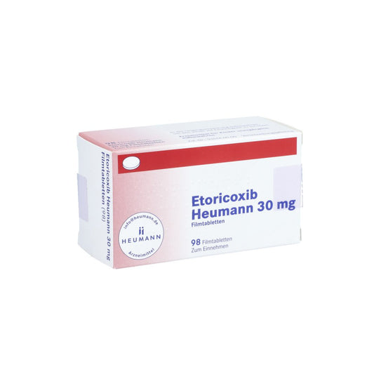 Das Produktfoto zeigt Etoricoxib Heumann 30 Mg Filmtabletten (98 stk) PZN 12545058