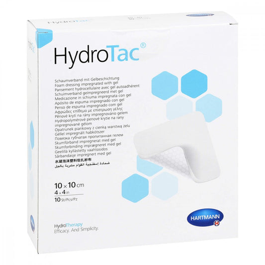 Das Produktfoto zeigt Hydrotac Schaumverband 10x10 Cm Steril (10 stk) PZN 12559623