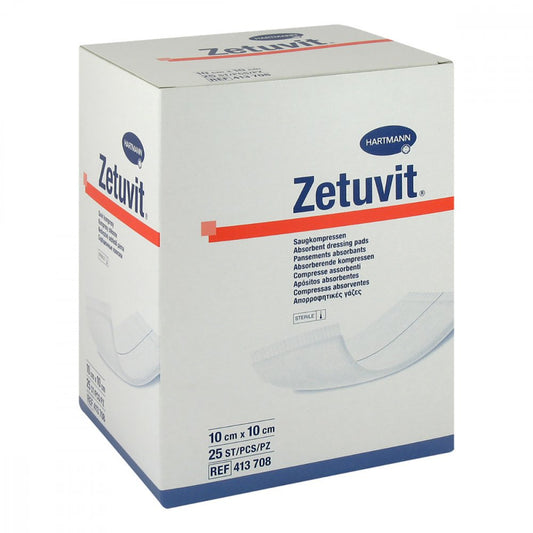 Das Produktfoto zeigt Zetuvit Saugkompressen Steril 10x10 Cm (25 stk) PZN 12559729