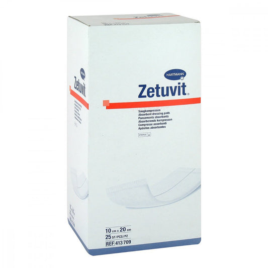 Das Produktfoto zeigt Zetuvit Saugkompressen Steril 10x20 Cm (25 stk) PZN 12559735