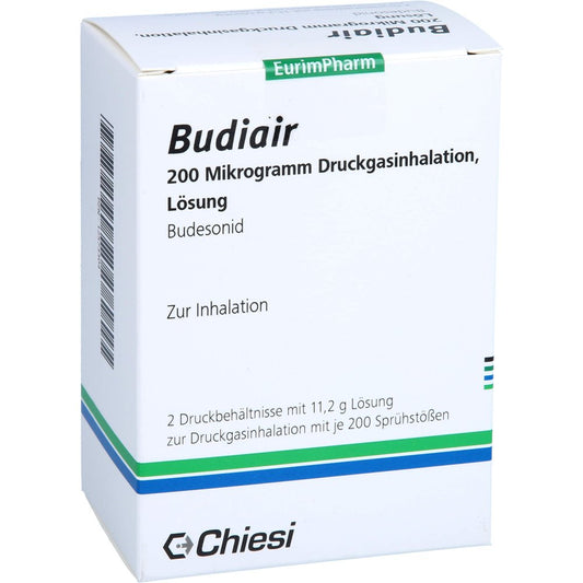 Das Produktfoto zeigt Budiair 200 Μg Standard Dosieraerosol (2 stk) PZN 12573304