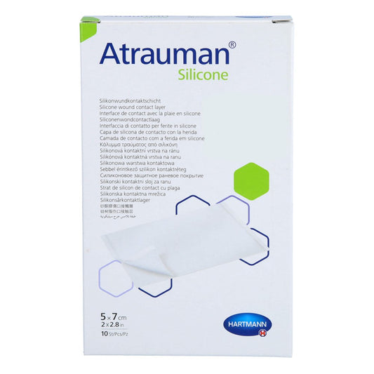 Das Produktfoto zeigt Atrauman Silicone Steril 5x7 Cm Kompressen (10 stk) PZN 12577437