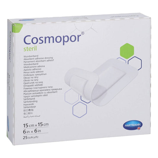 Das Produktfoto zeigt Cosmopor Steril Wundverband 15x15 Cm (25 stk) PZN 12577727