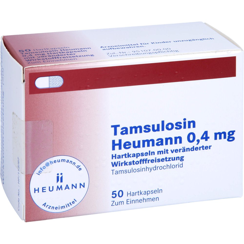 Das Produktfoto zeigt Tamsulosin Heumann 0,4 Mg Hartk.Verä.Wst.-Frs. (50 stk) PZN 12582154