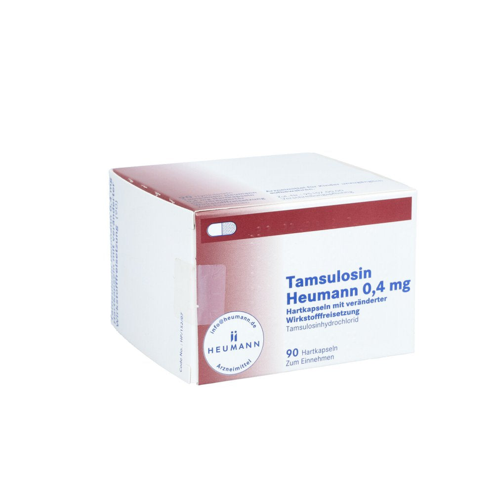 Das Produktfoto zeigt Tamsulosin Heumann 0,4 Mg Hartk.Verä.Wst.-Frs. (90 stk) PZN 12582160