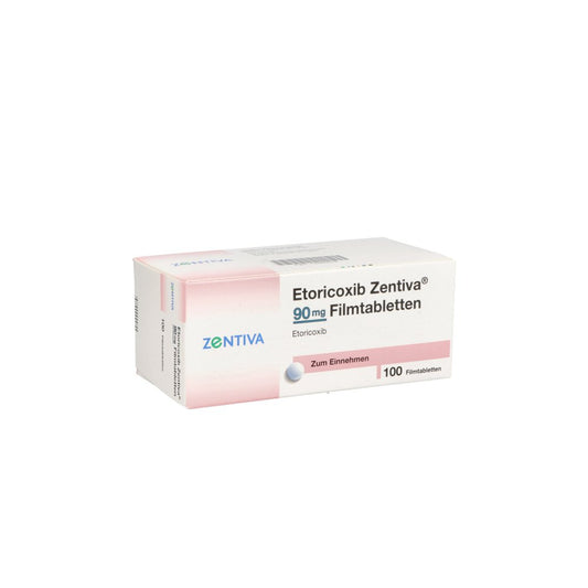 Das Produktfoto zeigt Etoricoxib Zentiva 90 Mg Filmtabletten (100 stk) PZN 12585678