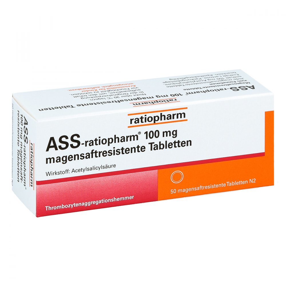 Das Produktfoto zeigt Ass-Ratiopharm 100 Mg Magensaftres.Tabletten (50 stk) PZN 12587482