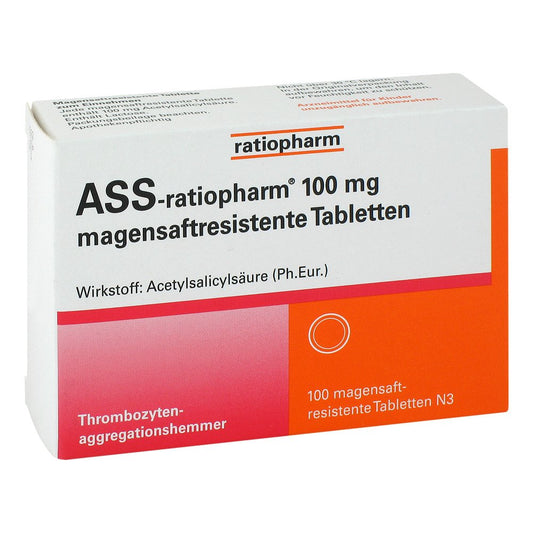 Das Produktfoto zeigt Ass-Ratiopharm 100 Mg Magensaftres.Tabletten (100 stk) PZN 12587499