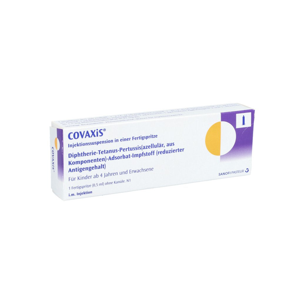 Das Produktfoto zeigt Covaxis Injektionssuspension In Einer Fertigspr. (1 stk) PZN 12590099