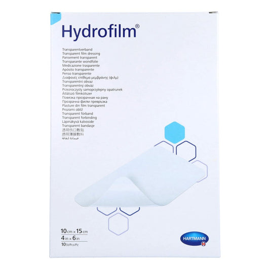 Das Produktfoto zeigt Hydrofilm Transparentverband 10x15 Cm (10 stk) PZN 12594499